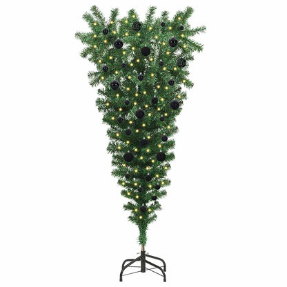 Upside-down Artificial Pre-lit Christmas Tree with Ball Set