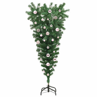 Upside-down Artificial Pre-lit Christmas Tree with Ball Set