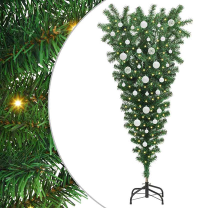 Upside-down Artificial Pre-lit Christmas Tree with Ball Set