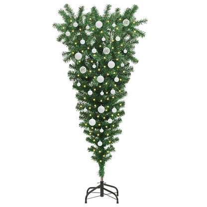 Upside-down Artificial Pre-lit Christmas Tree with Ball Set
