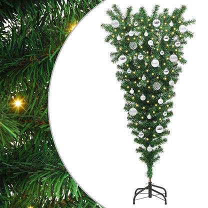 Upside-down Artificial Pre-lit Christmas Tree with Ball Set