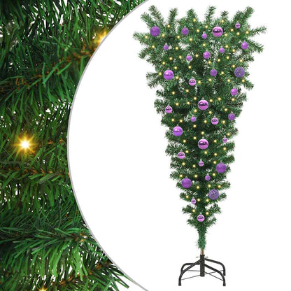 Upside-down Artificial Pre-lit Christmas Tree with Ball Set