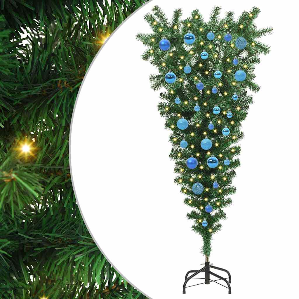 Upside-down Artificial Pre-lit Christmas Tree with Ball Set