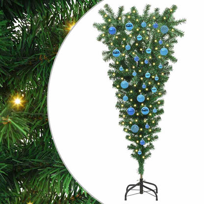 Upside-down Artificial Pre-lit Christmas Tree with Ball Set