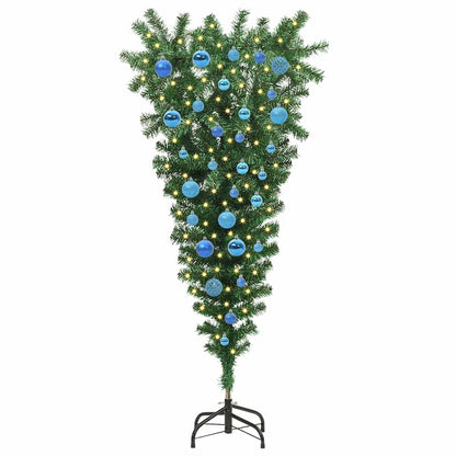 Upside-down Artificial Pre-lit Christmas Tree with Ball Set