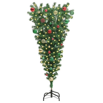 Upside-down Artificial Pre-lit Christmas Tree with Ball Set