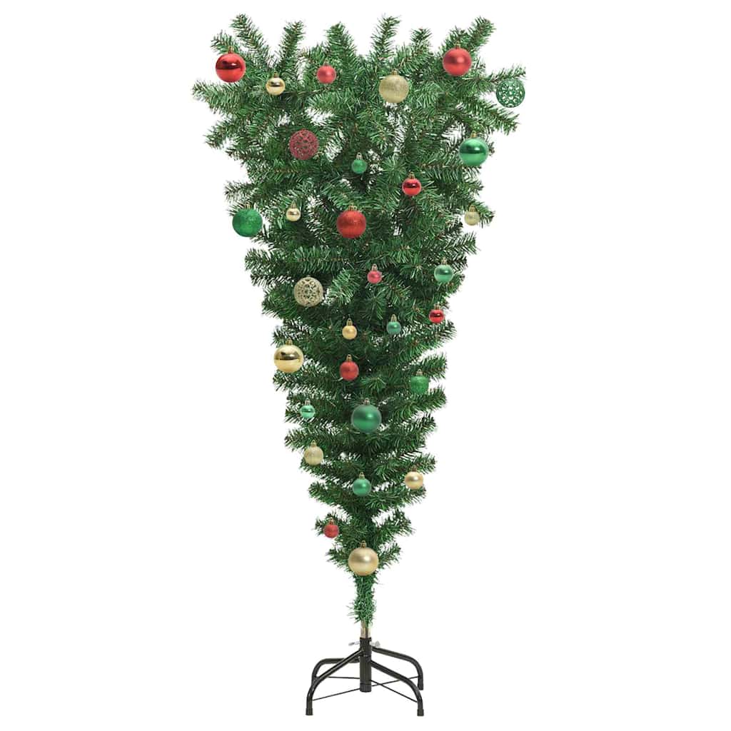 Upside-down Artificial Pre-lit Christmas Tree with Ball Set