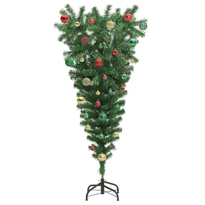 Upside-down Artificial Pre-lit Christmas Tree with Ball Set