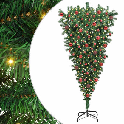 Upside-down Artificial Pre-lit Christmas Tree with Ball Set