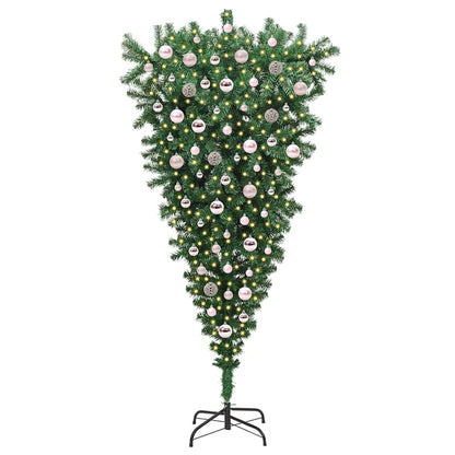 Upside-down Artificial Pre-lit Christmas Tree with Ball Set