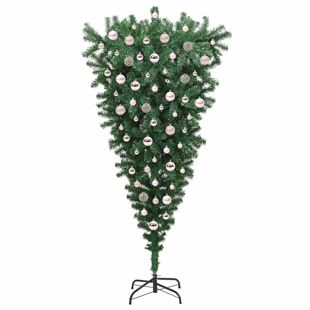 Upside-down Artificial Pre-lit Christmas Tree with Ball Set