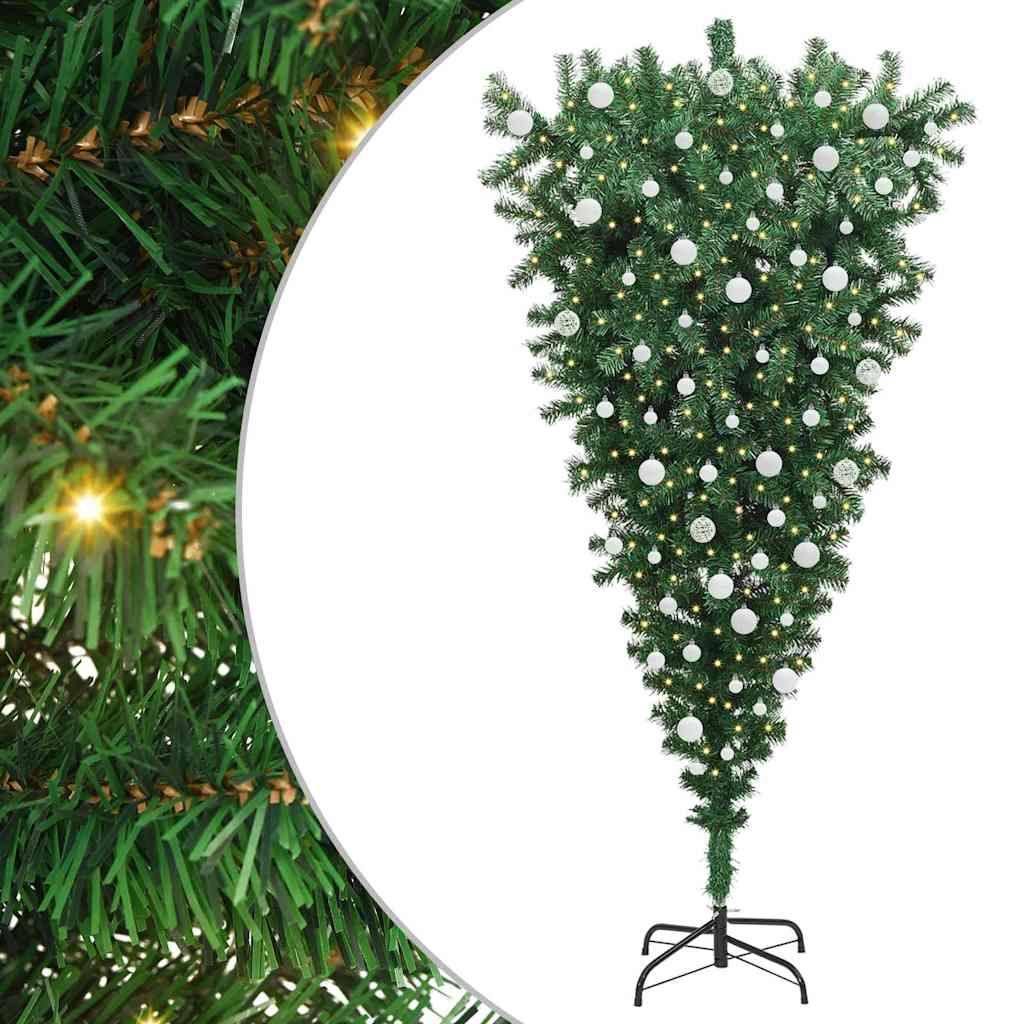 Upside-down Artificial Pre-lit Christmas Tree with Ball Set
