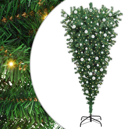 Upside-down Artificial Pre-lit Christmas Tree with Ball Set
