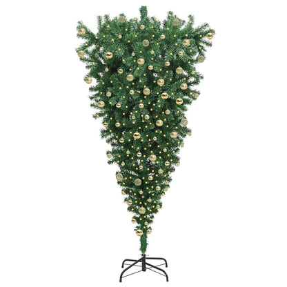 Upside-down Artificial Pre-lit Christmas Tree with Ball Set