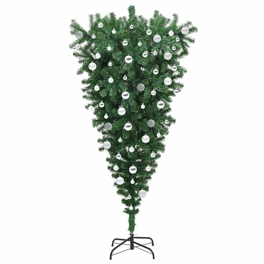 Upside-down Artificial Pre-lit Christmas Tree with Ball Set