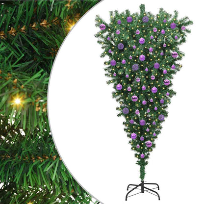 Upside-down Artificial Pre-lit Christmas Tree with Ball Set