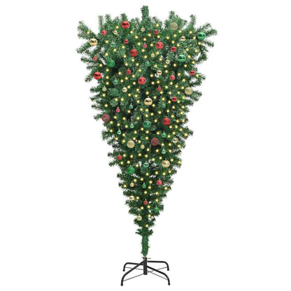 Upside-down Artificial Pre-lit Christmas Tree with Ball Set