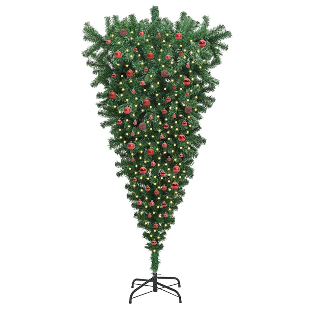Upside-down Artificial Pre-lit Christmas Tree with Ball Set