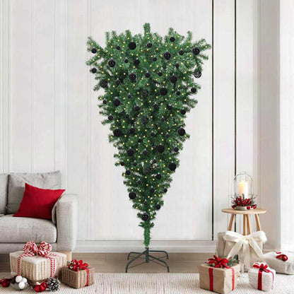 Upside-down Artificial Pre-lit Christmas Tree with Ball Set