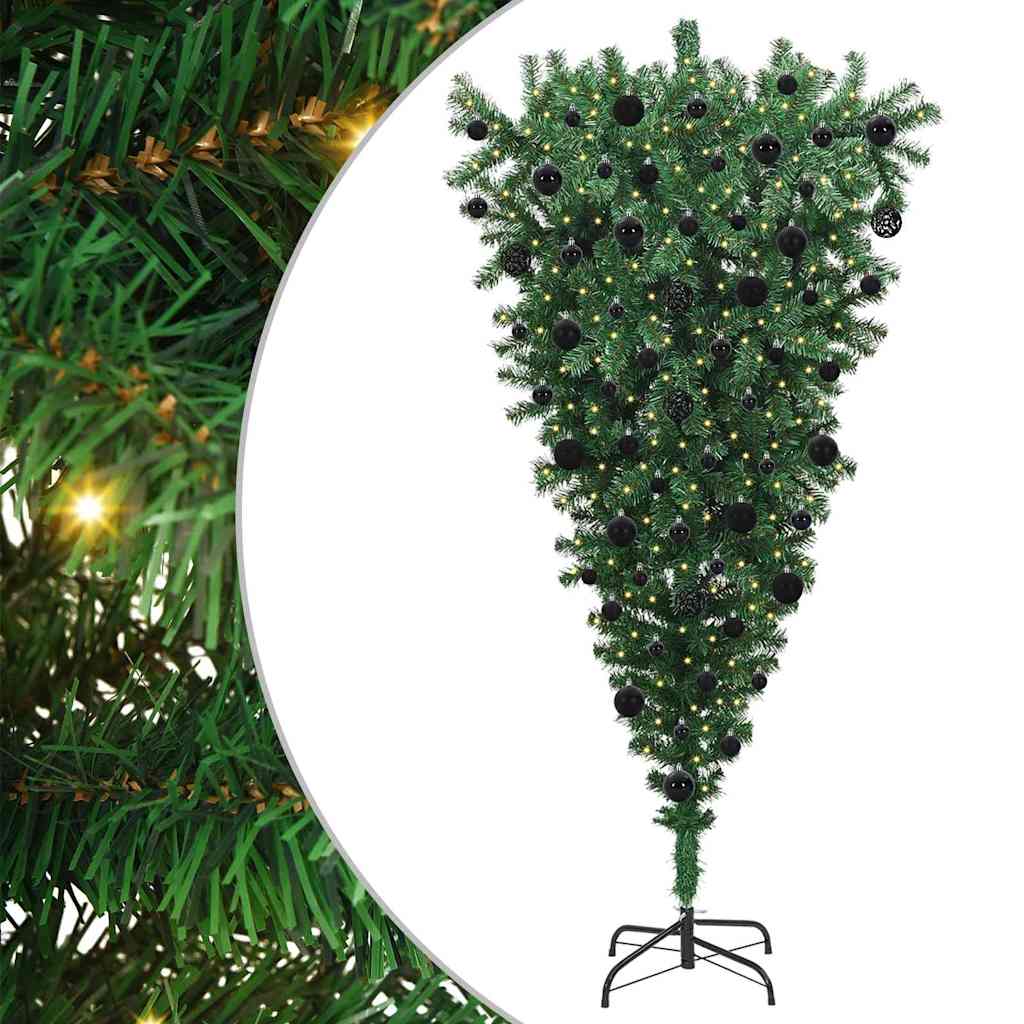 Upside-down Artificial Pre-lit Christmas Tree with Ball Set