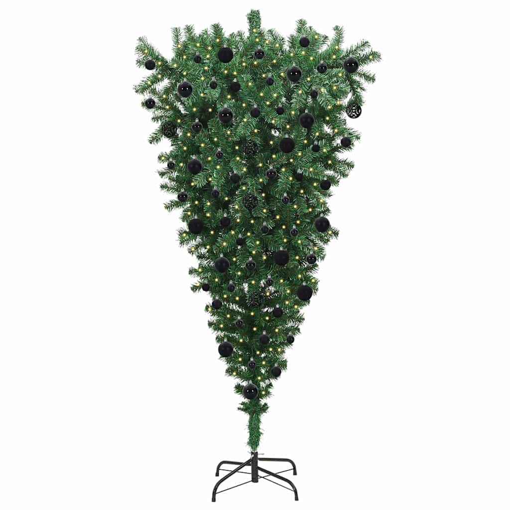 Upside-down Artificial Pre-lit Christmas Tree with Ball Set