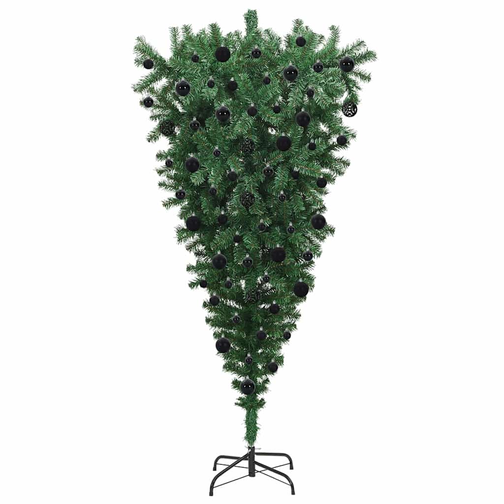 Upside-down Artificial Pre-lit Christmas Tree with Ball Set