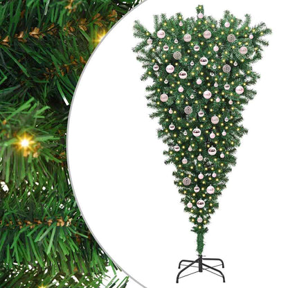 Upside-down Artificial Pre-lit Christmas Tree with Ball Set