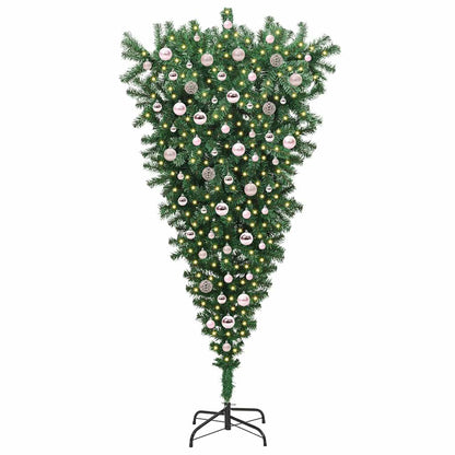 Upside-down Artificial Pre-lit Christmas Tree with Ball Set