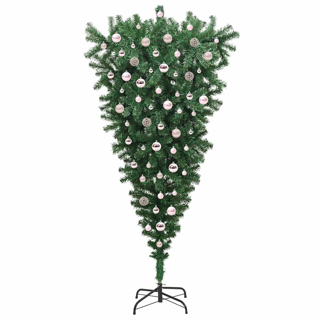 Upside-down Artificial Pre-lit Christmas Tree with Ball Set