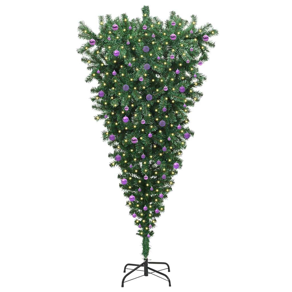 Upside-down Artificial Pre-lit Christmas Tree with Ball Set