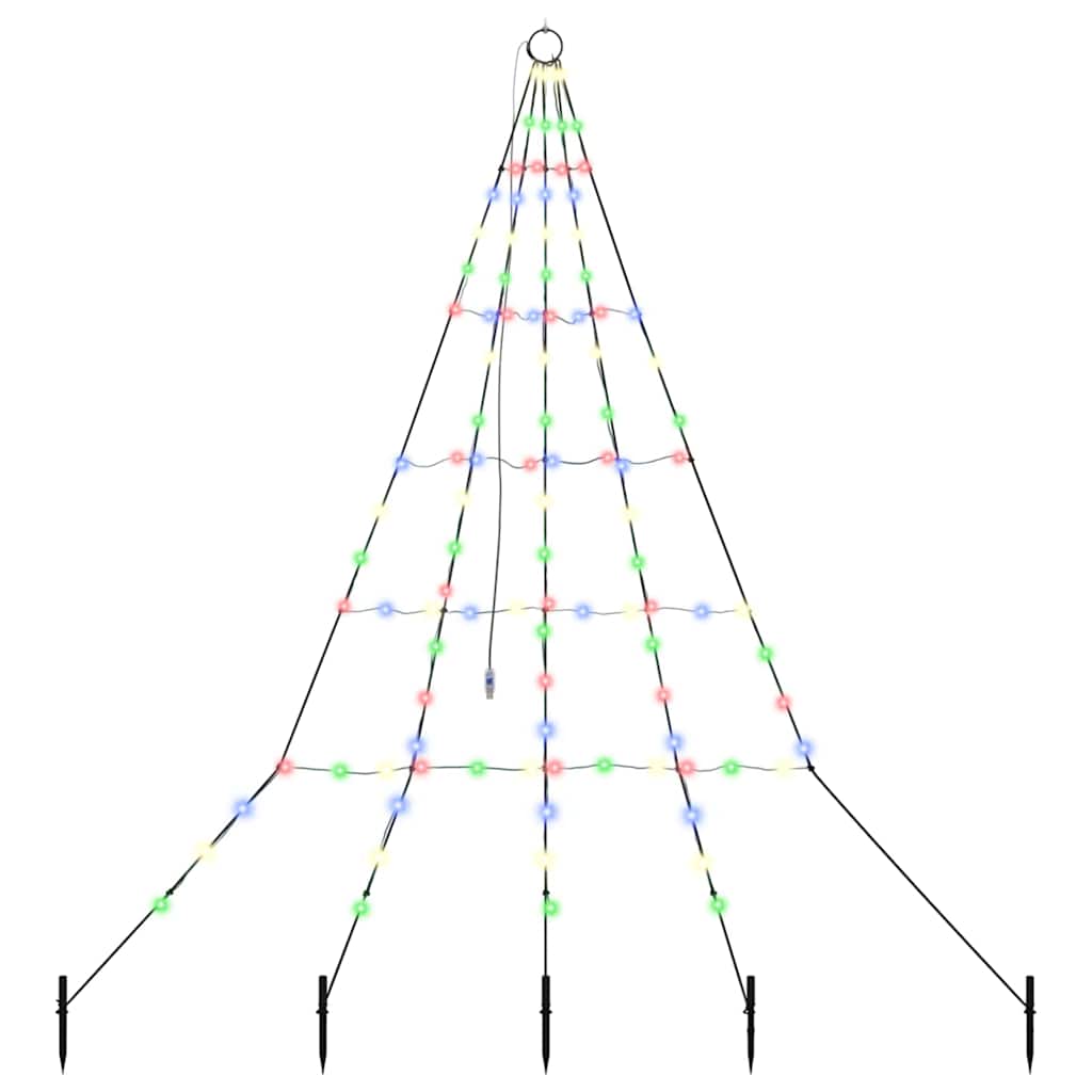 LED Christmas Tree with 112 LEDs Multicolour 182 cm Metal