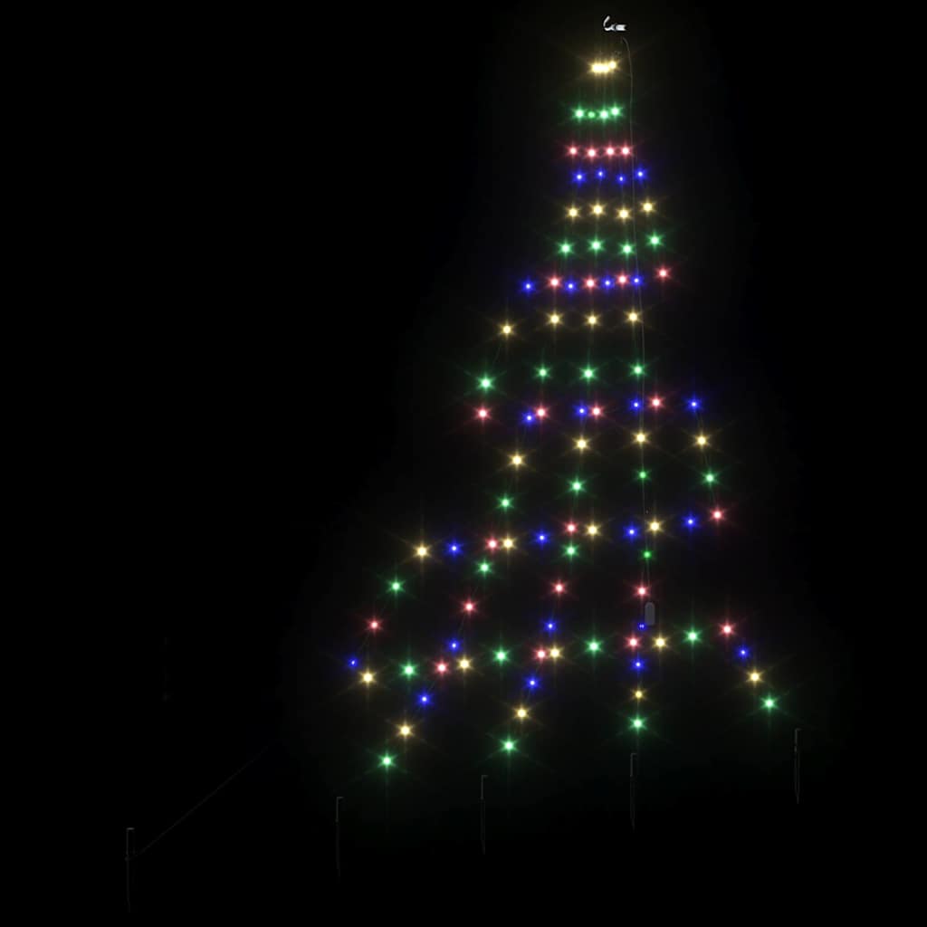 LED Christmas Tree with 112 LEDs Multicolour 182 cm Metal