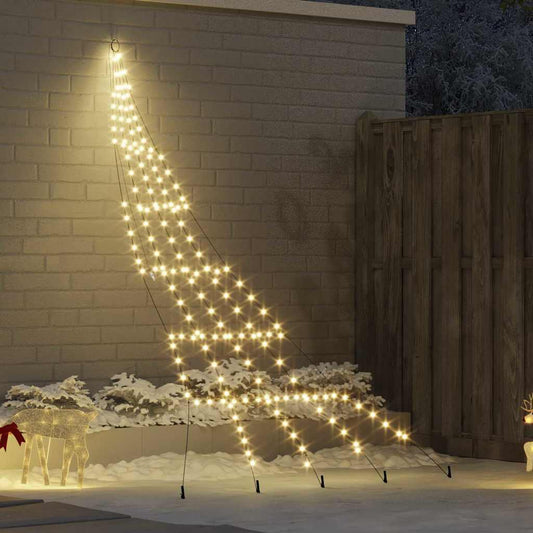 LED Christmas Tree with 168 LEDs Warm White 306 cm Metal