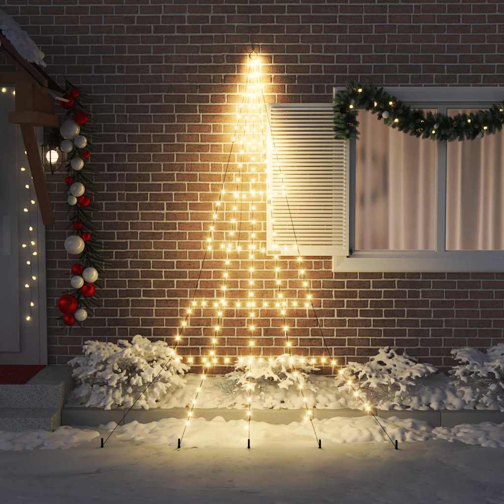 LED Christmas Tree with 168 LEDs Warm White 306 cm Metal