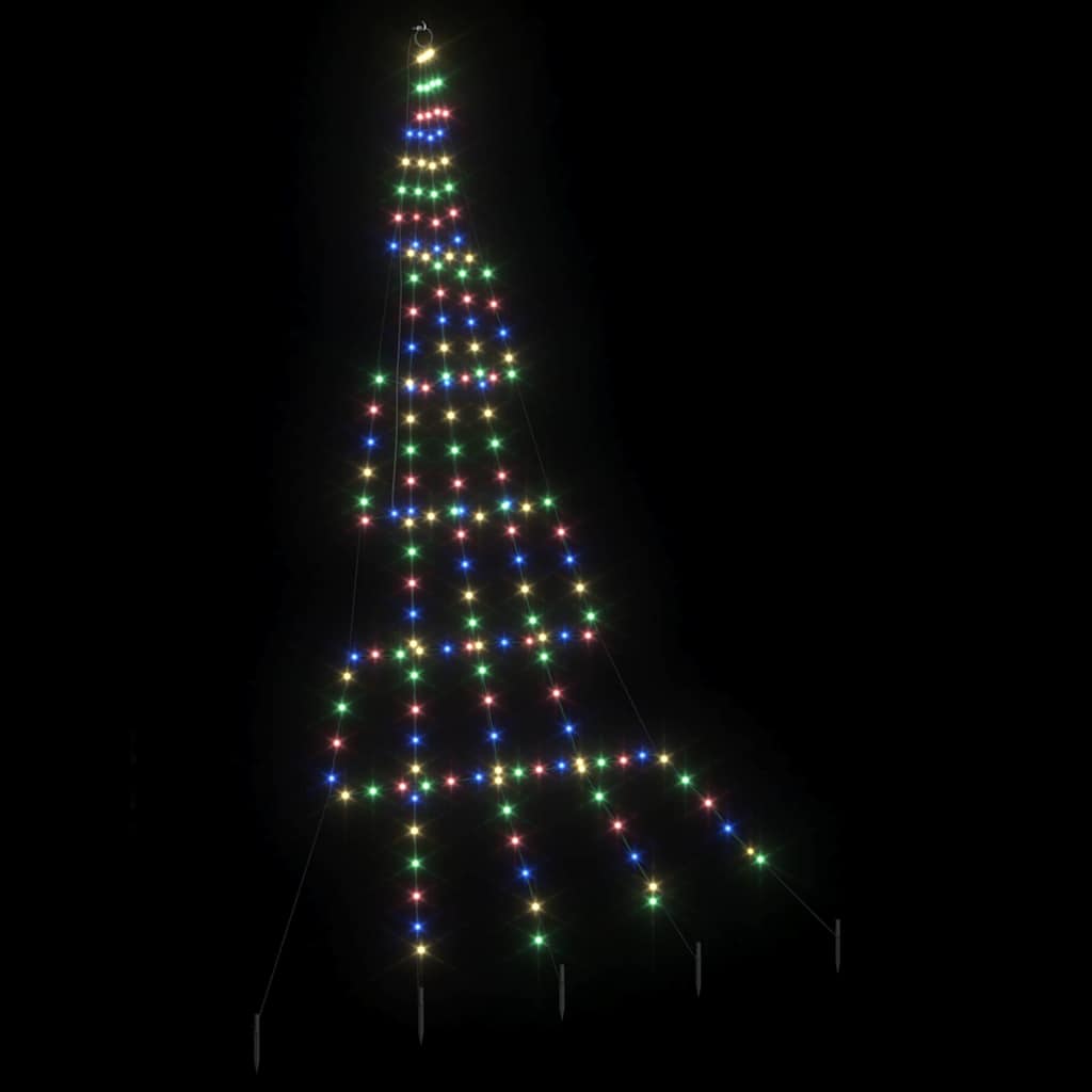 LED Christmas Tree with 168 LEDs Multicolour 306 cm Metal