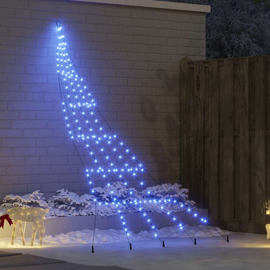 LED Christmas Tree with 168 LEDs Blue 306 cm Metal