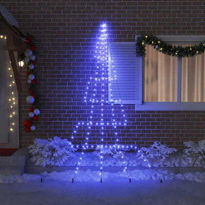LED Christmas Tree with 168 LEDs Blue 306 cm Metal