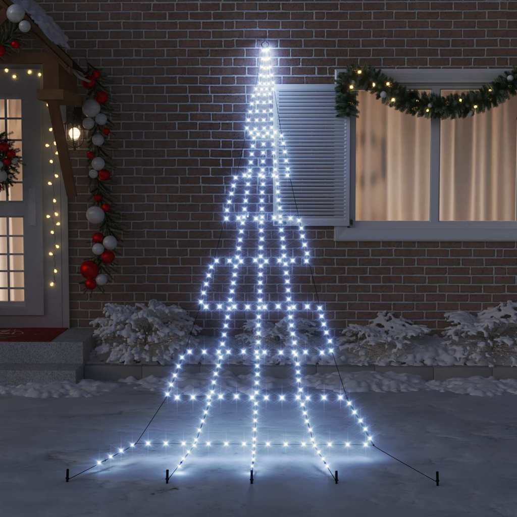 LED Christmas Tree with 276 LEDs Cool White 511 cm Metal