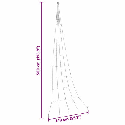 LED Christmas Tree with 276 LEDs Cool White 511 cm Metal