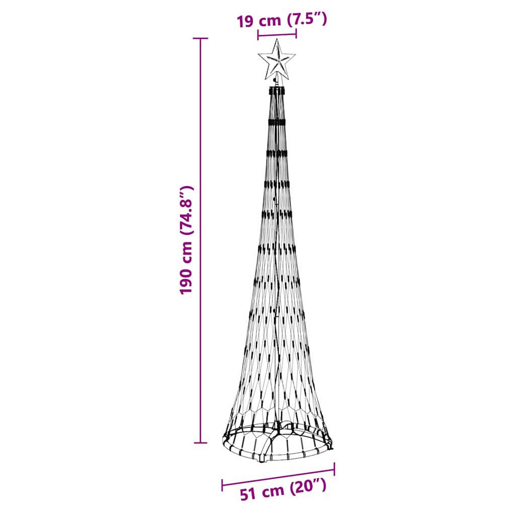 LED Christmas Tree with Stand Cool White 51 x 51 x 190 cm Metal