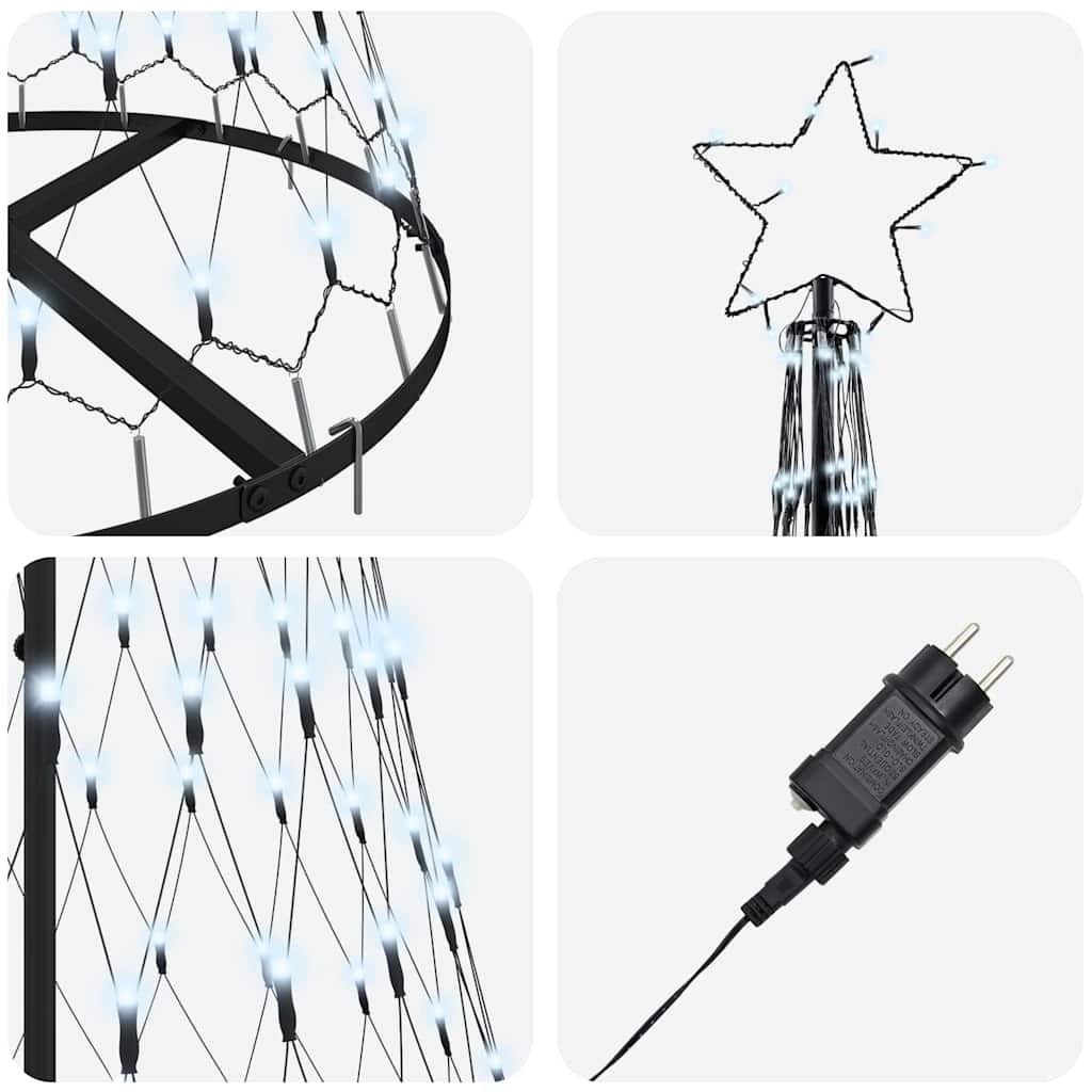 LED Christmas Tree Cool White 71 x 71 x 184.5 cm Metal
