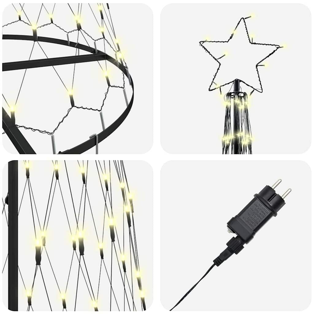 LED Christmas Tree Warm White 100.5 x 100.5 x 302.5 cm Metal