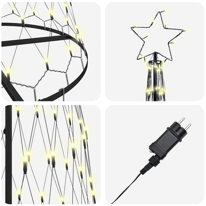 LED Christmas Tree Warm White 100.5 x 100.5 x 302.5 cm Metal