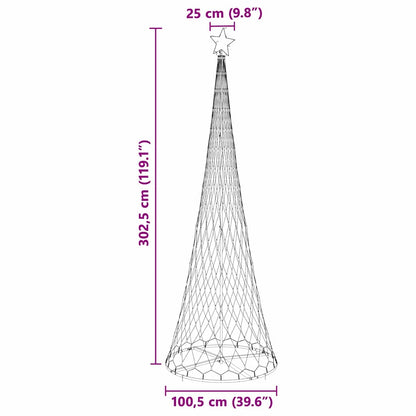 LED Christmas Tree Warm White 100.5 x 100.5 x 302.5 cm Metal