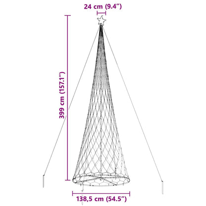 LED Christmas Tree Warm White 138.5 x 138.5 x 399 cm Metal