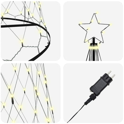 LED Christmas Tree Warm White 160 x 160 x 500 cm Metal