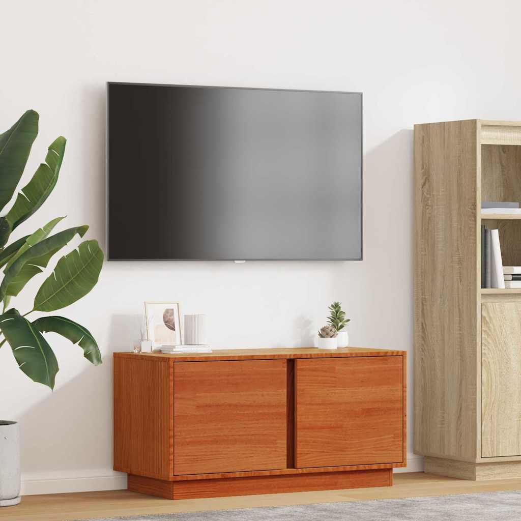 TV Cabinet Wax Brown 80 x 35 x 40.5 cm Solid Pine Wood