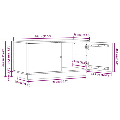 TV Cabinet Wax Brown 80 x 35 x 40.5 cm Solid Pine Wood