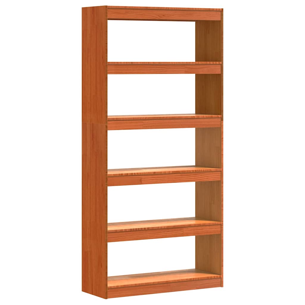 Book Cabinet Wax Brown 80 x 30 x 167.5 cm Solid Pine Wood