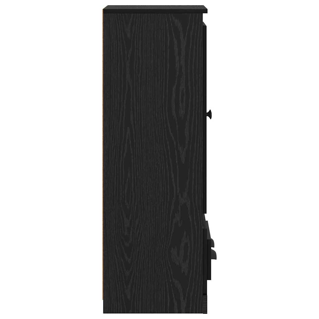 Highboard with Drawer 3 pcs Black Oak Engineered Wood